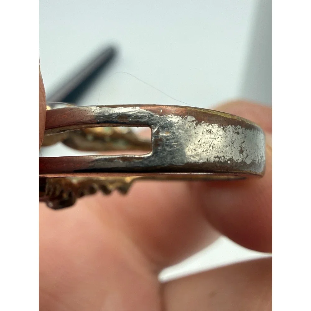 Vintage Silver Tone Stone Accented Ring Guard Enhancer Dual Band Size 6.25